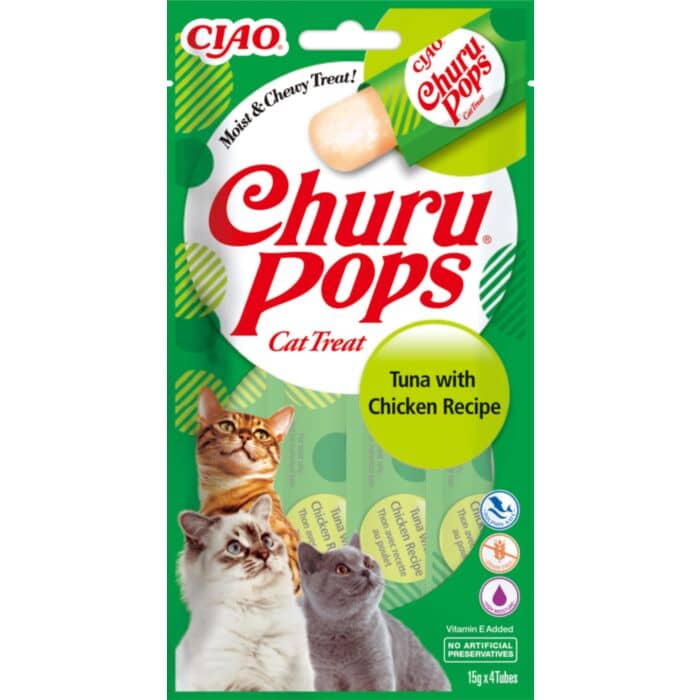 Churu Cat Pops kaķu gardums kaķiem ar tunci un vistu 15 g N4